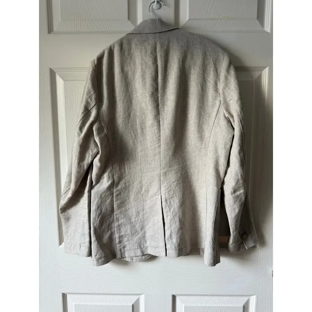 Distretto12 Men’s Tan Linen Blend Sport Coat Blazer Size 48 Italy
